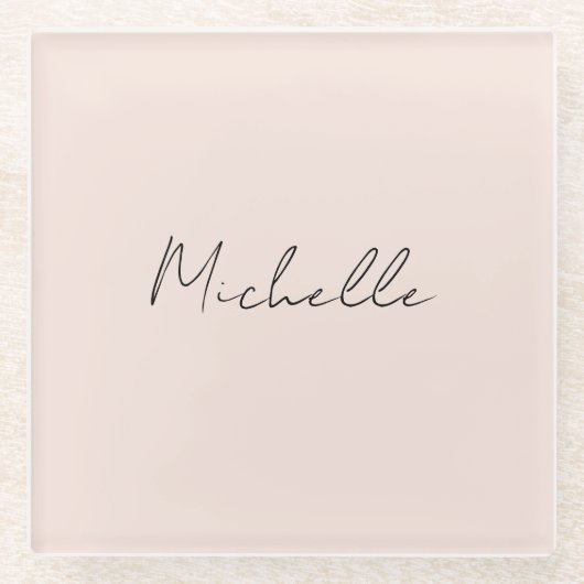 Stijlvol script voor klasjes Jouw naam toevoegen Glazen Onderzetter (Voorkant)