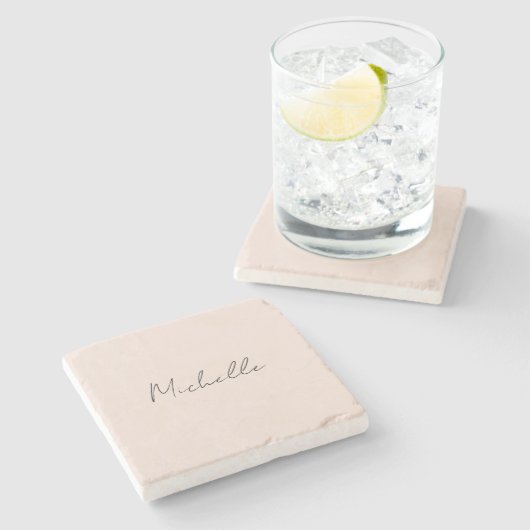 Stijlvol script voor klasjes Jouw naam toevoegen Stenen Onderzetter (Zijkant)