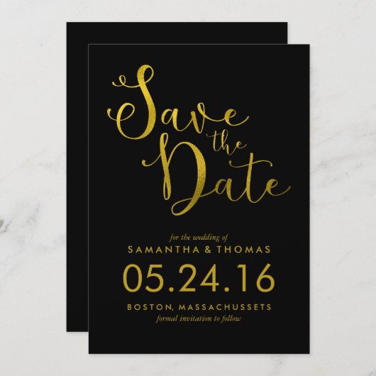 Stijlvol Script Weddenschap Opslaan datum Save The Date (Voorkant / Achterkant)