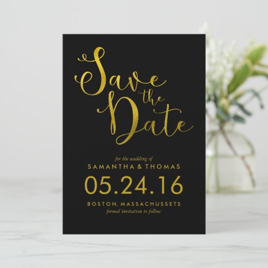 Stijlvol Script Weddenschap Opslaan datum Save The Date (Staand voorkant)