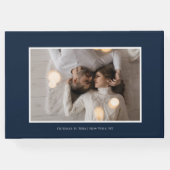 Stijlvol Script Wit en Blauw | Foto Gastenboek (Achterkant)