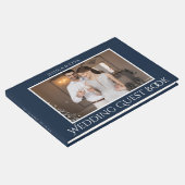 Stijlvol Script Wit en Blauw | Foto Gastenboek (Hoek)