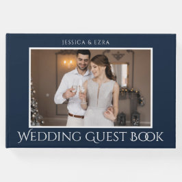 Stijlvol Script Wit en Blauw | Foto Gastenboek