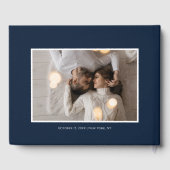 Stijlvol Script Wit en Blauw | Foto Gastenboek (Achterkant)