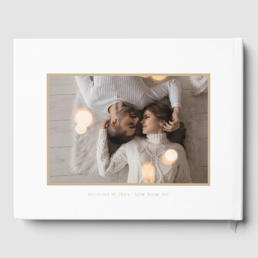 Stijlvol Script Wit en Goud | Foto Gastenboek (Achterkant)