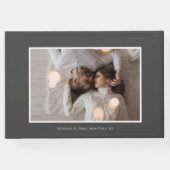 Stijlvol Script Wit en Grijs | Foto Gastenboek (Achterkant)