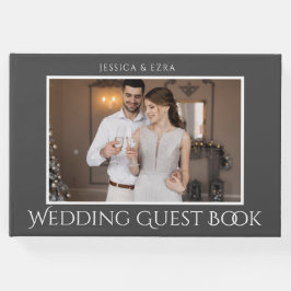 Stijlvol Script Wit en Grijs | Foto Gastenboek