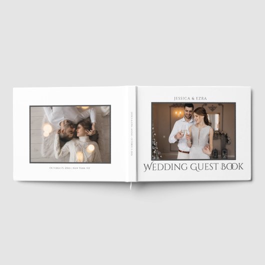 Stijlvol Script Wit en Grijs | Foto Gastenboek (Volledig)