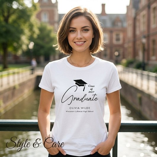 Stijlvol Script Witte Afstudeertrui met Naam T-shirt