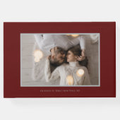 Stijlvol Script Zilver en Bourgondië | Foto Gastenboek (Achterkant)