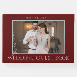 Stijlvol Script Zilver en Bourgondië | Foto Gastenboek