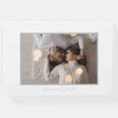 Stijlvol script, zilver en wit | Foto Gastenboek (Achterkant)