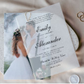 Stijlvol Script Zwart Wit Trouwen Vellum Uitnodigingen