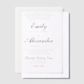 Stijlvol Script Zwart Wit Trouwen Vellum Uitnodigingen (Offset)