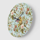 Stijlvol Shabby Chic Blush Pink Rose Flower Patter Grote Klok (Hoek)