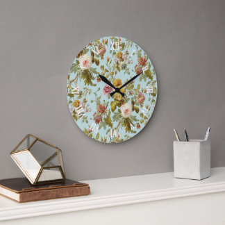 Stijlvol Shabby Chic Blush Pink Rose Flower Patter Grote Klok