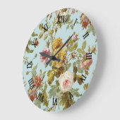 Stijlvol Shabby Chic Blush Pink Rose Flower Patter Grote Klok (Hoek)