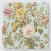Stijlvol Shabby Chic Blush Pink Rose Flower Patter Stenen Onderzetter (Voorkant)