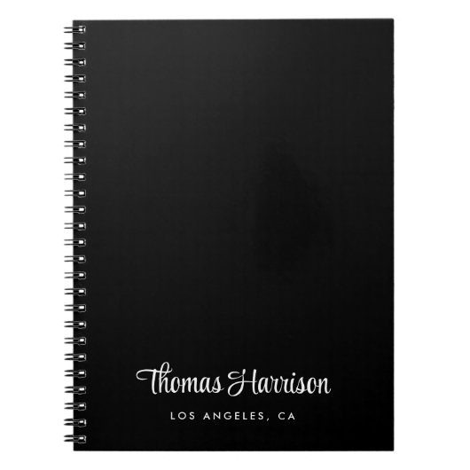 Stijlvol Signature Script Monogram Zwart Notitieboek (Voorkant)