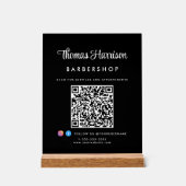 Stijlvol Signature Script QR Code Business Black Acryl Bord (Voorkant)