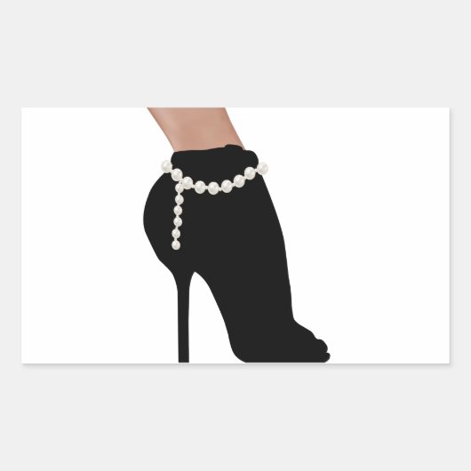 stijlvol silhouet, mooie juweelschoenen rechthoekige sticker (Voorkant)