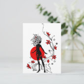 Stijlvol silhouet van elegante vrouw met een zoete briefkaart (Staand voorkant)