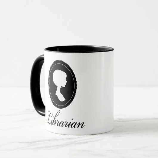 Stijlvol Silhouette Librarian Gift Mok (Voorkant links)