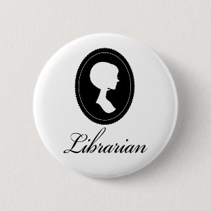 Stijlvol Silhouette Librarian Gift Ronde Button 5,7 Cm
