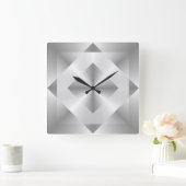 Stijlvol Silver Geometric Pattern Vierkante Klok (Huis)