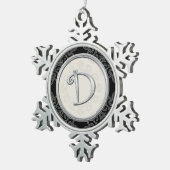 Stijlvol Silver Monogram D Kerstmis Tin Sneeuwvlok Ornament (Rechts)