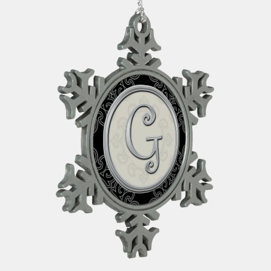 Stijlvol Silver Monogram G Kerstmis Tin Sneeuwvlok Ornament (Links)