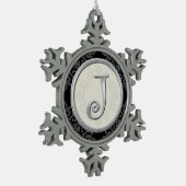 Stijlvol Silver Monogram J Kerstmis Tin Sneeuwvlok Ornament (Links)