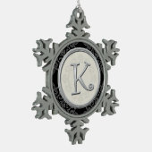 Stijlvol Silver Monogram K Kerstmis Tin Sneeuwvlok Ornament (Links)