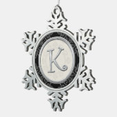 Stijlvol Silver Monogram K Kerstmis Tin Sneeuwvlok Ornament (Rechts)