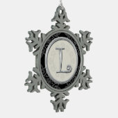 Stijlvol Silver Monogram L Kerstmis Tin Sneeuwvlok Ornament (Links)