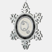 Stijlvol Silver Monogram Q Kerstmis Tin Sneeuwvlok Ornament (Rechts)