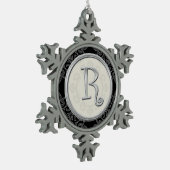 Stijlvol Silver Monogram R Kerstmis Tin Sneeuwvlok Ornament (Links)
