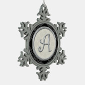 Stijlvol Silver Monogram voor Kerstmis Tin Sneeuwvlok Ornament (Links)