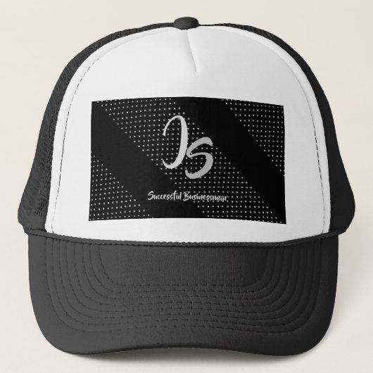 Stijlvol Silver Monogram voor Succesvolle Zakenman Trucker Pet (Voorkant)