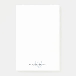 Stijlvol Silvery Grey Brush Monogram Cute Post-it® Notes