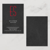 Stijlvol simpel grijs monogram visitekaartje (Voorkant / Achterkant)