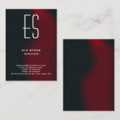 Stijlvol simpel rood monogram visitekaartje (Voorkant / Achterkant)