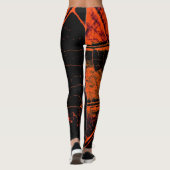 Stijlvol Sinaasappel Black Leaf Leggings (Achterkant)