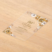 Stijlvol Sinaasappel Bloemen 80ste Verjaardagsfees Acryl Uitnodigingen (Laagn)