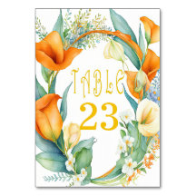 Stijlvol Sinaasappel- en Ivory Calla Lily-tabelnum