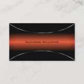 Stijlvol Sinaasappel en zwart met zilveren Grens M Visitekaartje (Voorkant)