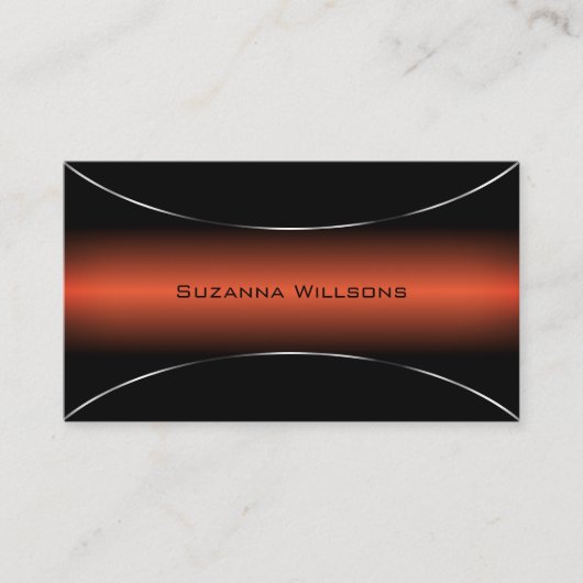 Stijlvol Sinaasappel en zwart met zilveren Grens M Visitekaartje (Voorkant)