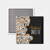 Stijlvol Sinaasappel Sweet 16 Zebra Heart Design N Magneet (Voorkant / Achterkant)