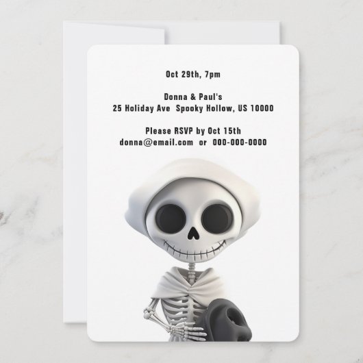 STIJLVOL SKELET HALLOWEEN PARTY KAART (Achterkant)