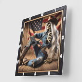 Stijlvol skelet in Westerne kleding Amerikaanse vl Vierkante Klok (Hoek)